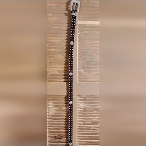 Leather and rhinestone belt